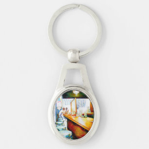 Motivering, logik för att motivera ovalt silverfärgad nyckelring