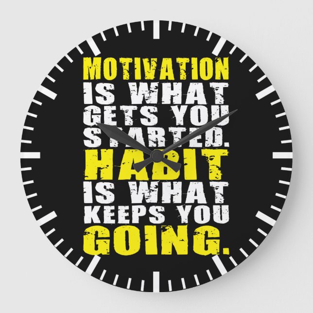 Motivering mot Habit - Motiverande Ord Stor Klocka (Framsida)