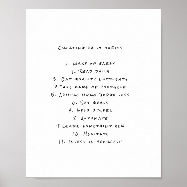 Motivering Poster med vardagliga påminnelser. (Framsidan)