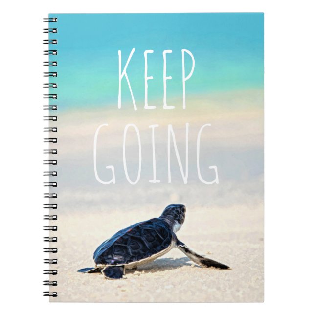 Motivering Quote Behålla Going Turtle Beach Anteckningsbok (Framsidan)