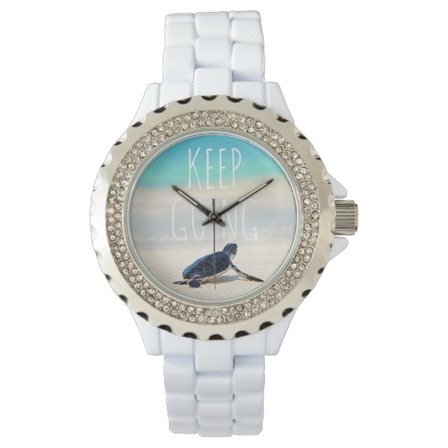 Motivering Quote Behålla Going Turtle Beach Armbandsur (Framsida)