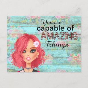 Motivering Quote Chic Girly Vykort