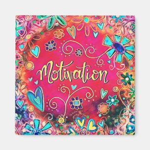 Motivering Söt Rosa Blommigt Modern Inspiritivitet Magnet