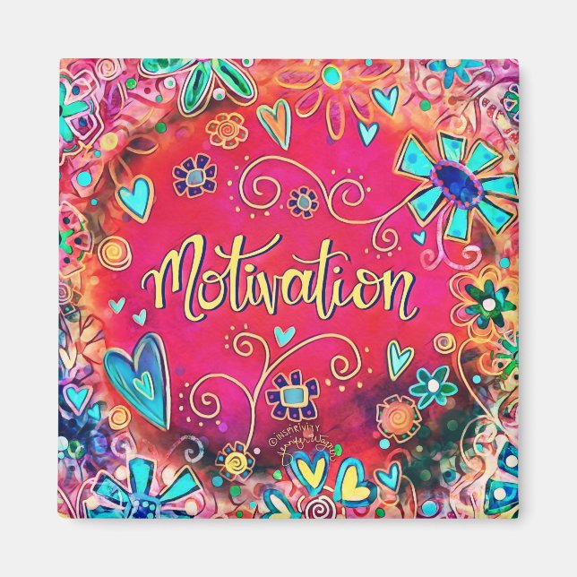 Motivering Söt Rosa Blommigt Modern Inspiritivitet Magnet (Framsidan)