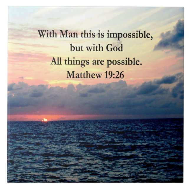 MOTIVERING SUNRISE MATTHEW 19:26 PHOTO DESIGN KAKELPLATTA (Framsidan)
