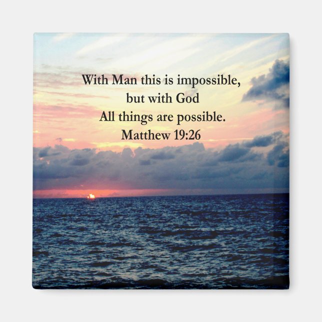 MOTIVERING SUNRISE MATTHEW 19:26 PHOTO DESIGN MAGNET (Framsidan)