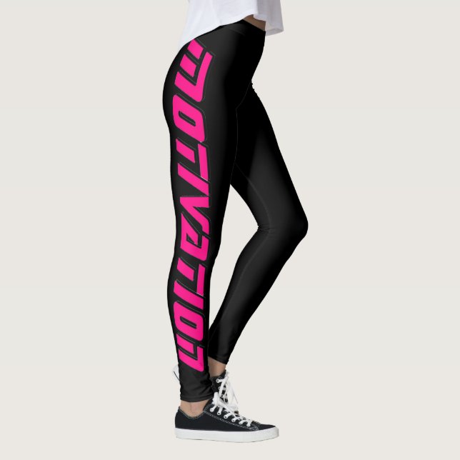 "MOTIVERING" svarta baljväxter Leggings (Höger)