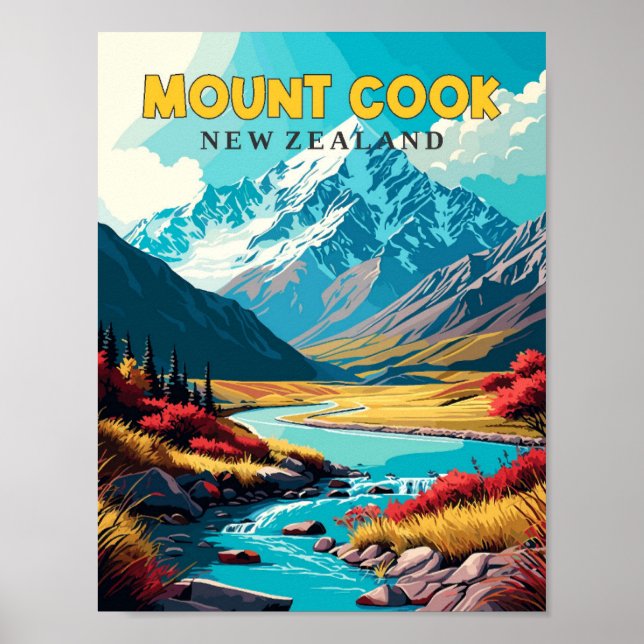 Motivering till exemplet Cook New Zealand vintage  Poster (Framsidan)