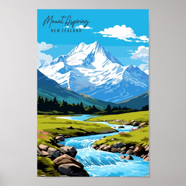 Motivering till Mount Aspiring vintage resor Poster (Framsidan)