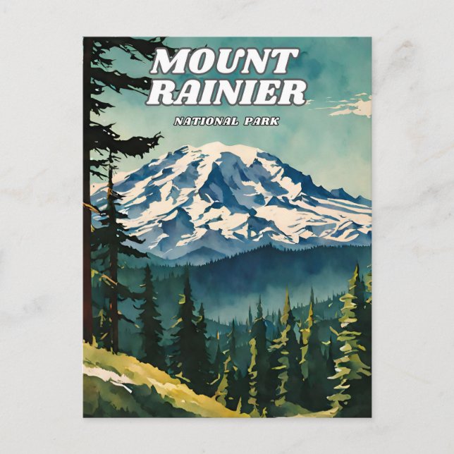 Motivering till retro Cla från Mount Rainier Natio Vykort (Framsida)