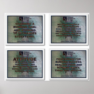 Motivering till Springa: Collage 1 med Tips 1-4 Poster