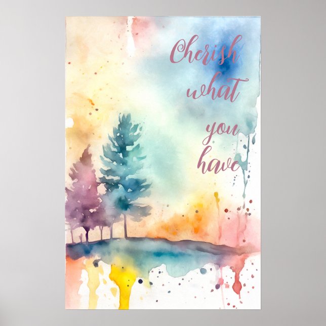 Motivering Watercolor Wall Art Poster 18 (Framsidan)