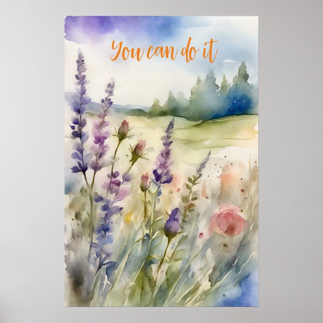 Motivering Watercolor Wall Art Poster 40 (Framsidan)