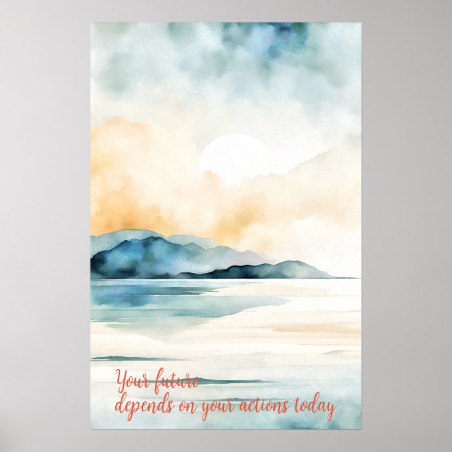 Motivering Watercolor Wall Art Poster 50 (Framsidan)
