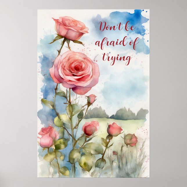 Motivering Watercolor Wall Art Poster 65 (Framsidan)