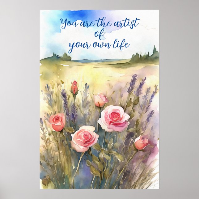 Motivering Watercolor Wall Art Poster 72 (Framsidan)