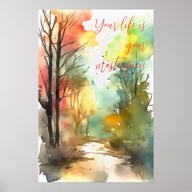 Motivering Watercolor Wall Art Poster 95 (Framsidan)