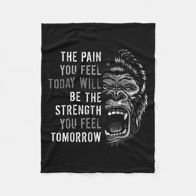 Motivering Workout och Gym citerar Gorilla Mindset Fleecefilt (Framsidan)