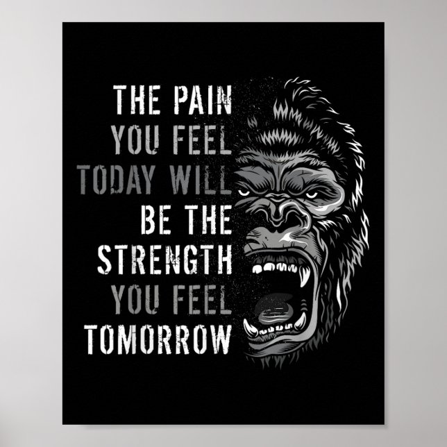 Motivering Workout och Gym citerar Gorilla Mindset Poster (Framsidan)