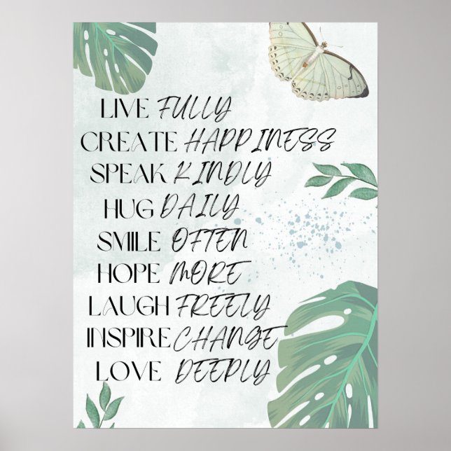 Motivering Zen Affirmation Wall Art Poster (Framsidan)