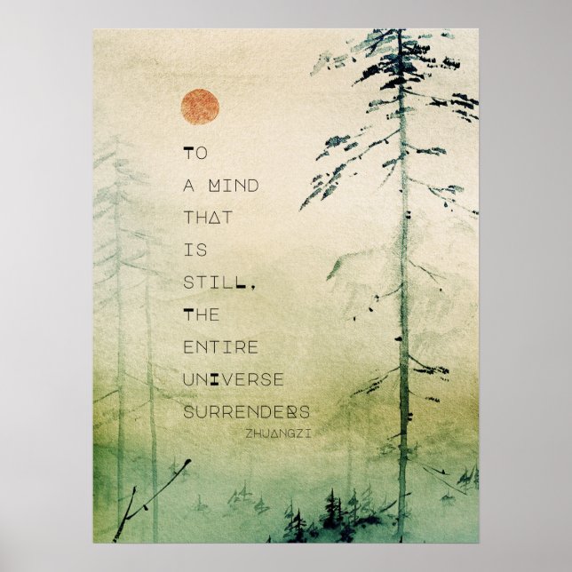 Motivering Zen Quote Watercolor liggande Poster (Framsidan)