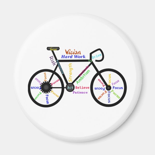 Motiveringell Bike, Cycle, Biking, Sport Ord Magnet (Framsidan)