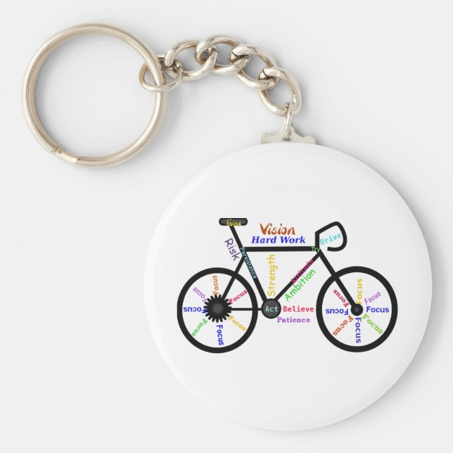 Motiveringell Bike, Cycle, Biking, Sport Ord Nyckelring (Framsidan)