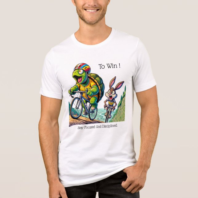Motiveringell tortoise mot Hare Cycling Tävling De T Shirt (Framsida)