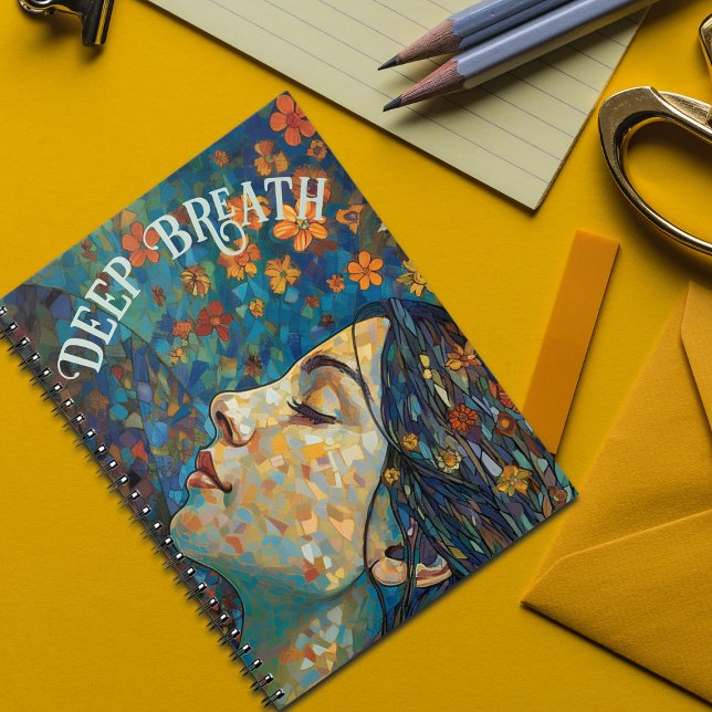 Motiveringellt citat, Boho Flowers Blue och Orange Anteckningsbok (Skapare uppladdad)