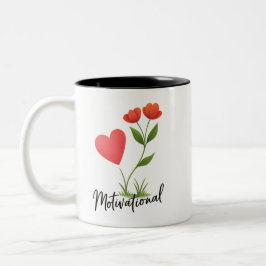 Motiveringellt hjärta och blomma två gånger Mugg