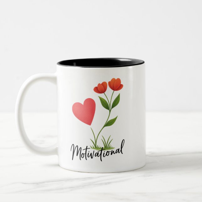 Motiveringellt hjärta och blomma två gånger Mugg (Vänster)