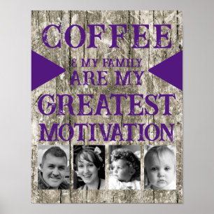 Motiveringkaffefamilj 4 fotolila grått poster