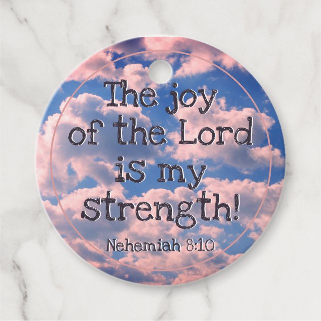 Motiveringscitat Bible Verse Pastel Rosa Clouds Gåvor Etiketter (Framsida)