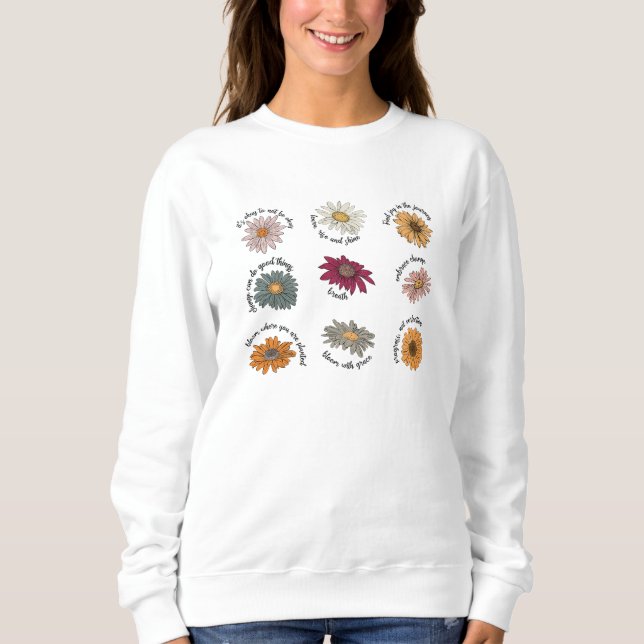 Motiveringscitattecken Blommigt blommande Multifär T Shirt (Framsida)