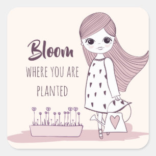 Motiveringsoffert "Bloom where you is Planed" Fyrkantigt Klistermärke