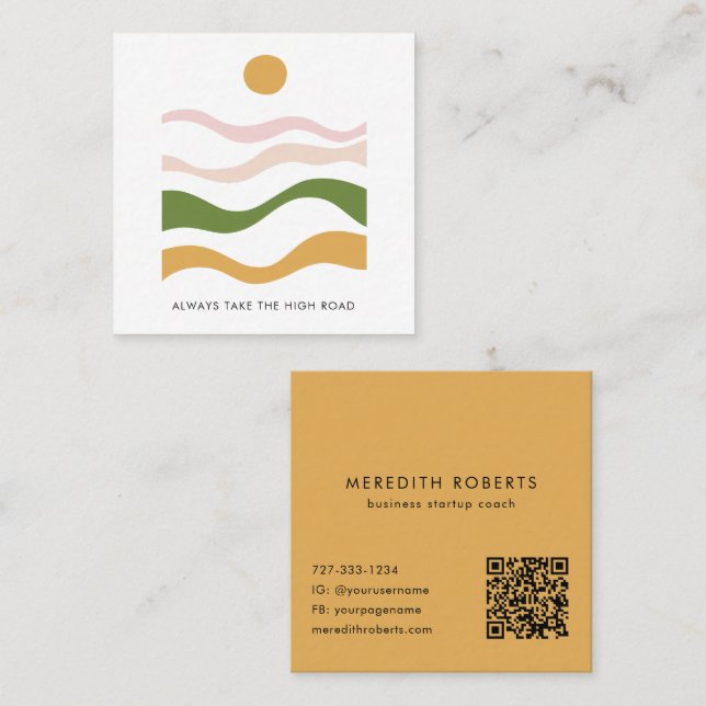 Motiveringsoffert för abstrakt: ta vägen över fyrkantigt visitkort (Fram/baksida)