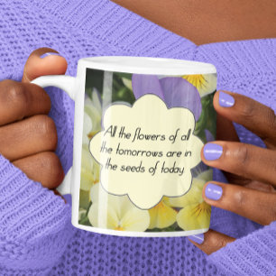 Motiveringsoffert för söt Lila Gult Pansies Motiva Kaffemugg