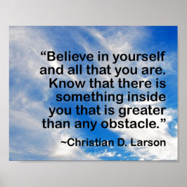 Motiveringsoffert slutar aldrig tro på dig själv poster