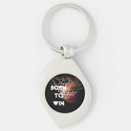 Motiveringsoffert som säger Basketball född till W Swirl Silverfärgad Nyckelring