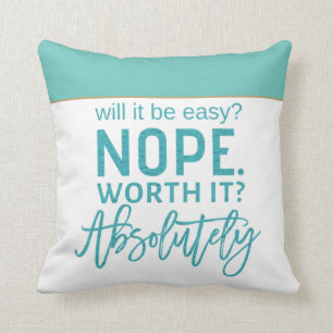 Motiveringsoffert/Teal typografi Kudde