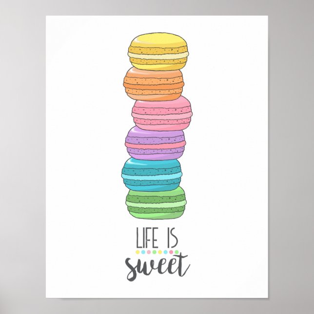 Motiveringsofferten Life är Sweet Macarons Kitchen Poster (Framsidan)