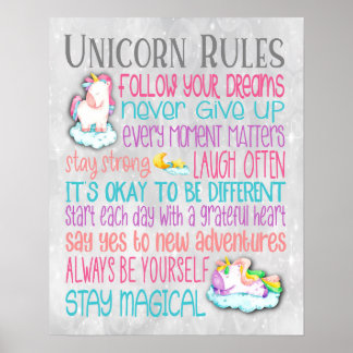Motiveringsofferter för Unicorn Regler - 16 x 20 P Poster