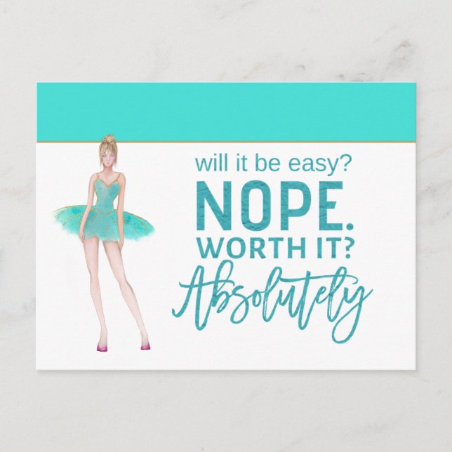 Motiveringsot/Ballerina/teal Vykort (Framsida)