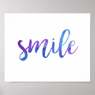 Motiveringsot för färgen Smile Blue Lila Watercolo Poster