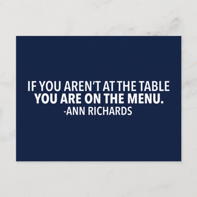 Motiveringspolitisk citat från Ann Richards Vykort (Framsida)