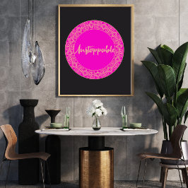 Motiveringstid för kvinnors Rosa och svart Poster