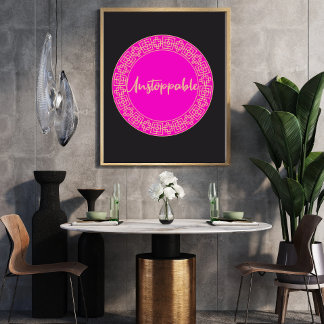 Motiveringstid för kvinnors Rosa och svart Poster