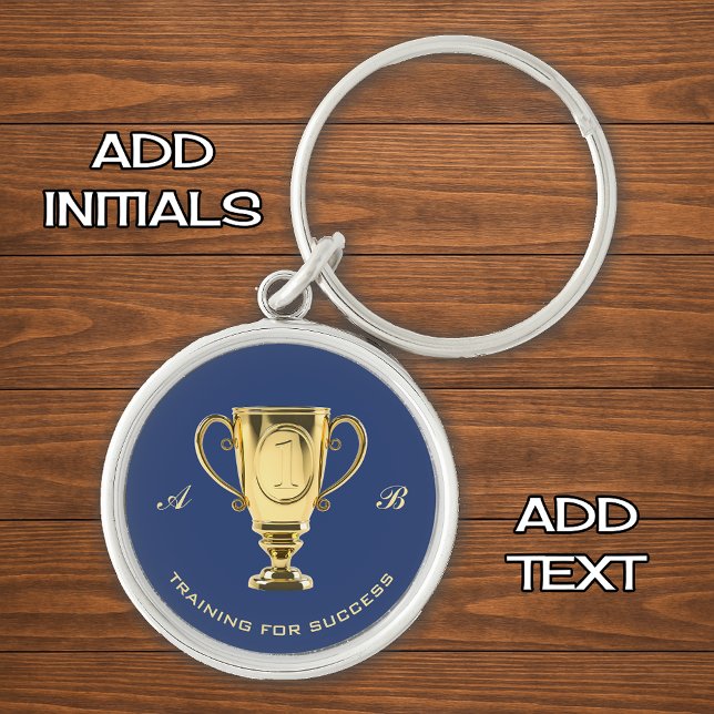 Motiveringsutbildning för framgångsrikt monogram rund silverfärgad nyckelring (Skapare uppladdad)