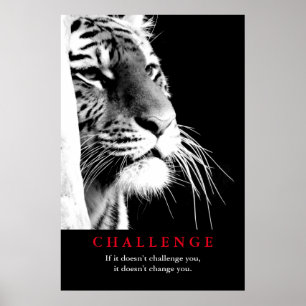 Motiveringsutmaning för svartvitt tiger poster