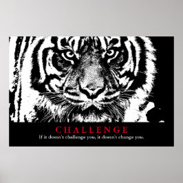 Motiveringsutmaning för svartvitt tiger poster